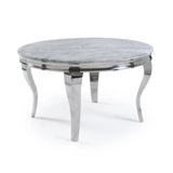 Louis 130cm Round Dining Table – Marble & Chrome Stainless Steel