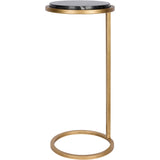 Libra Interiors Iota Accent Table – Black Marble & Aged Gold