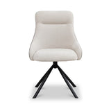 Amara 360 Swivel Dining Chair – Beige Fabric & Taupe – Set of 2