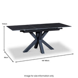 Nova 140–180cm Extending Dining Table – Dark Grey Matte Ceramic & Black
