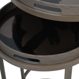 Libra Interiors Impasto Brushstroke Side Tray Tables – Set of 2