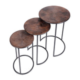 Libra Interiors Tambora Nesting Side Tables – Rustic Copper – Set of 3