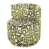 Libra Interiors Elmo Swivel Chair – Ivory Bouclé & Olive Pattern