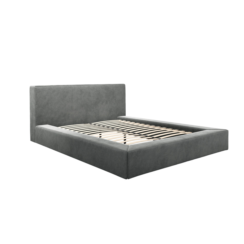 Mila Wide Base Bed – Grey Velvet