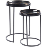 Libra Interiors Gold & Black Swirl Side Tray Tables – Set of 2