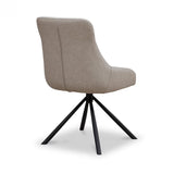 Amara 360 Swivel Dining Chair – Beige Fabric & Taupe – Set of 2