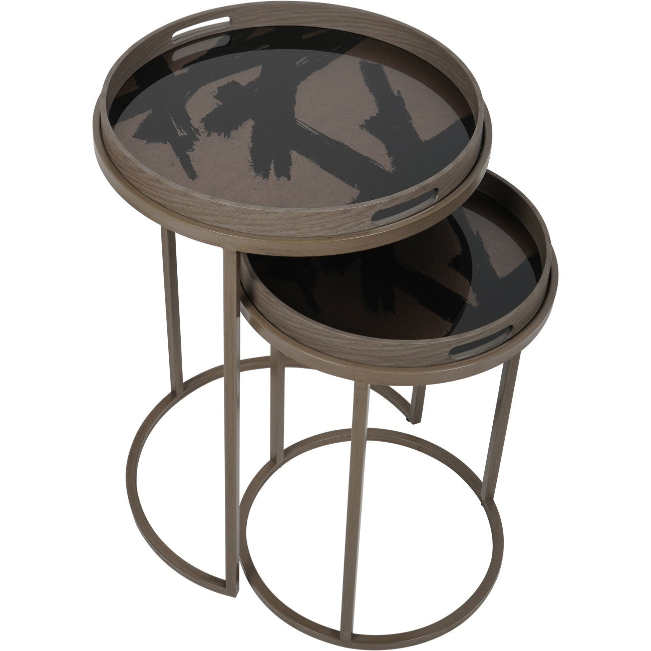 Libra Interiors Impasto Brushstroke Side Tray Tables – Set of 2