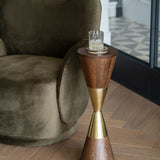 Libra Interiors Amalfi Cocktail Table – Dark Mango Wood & Brass