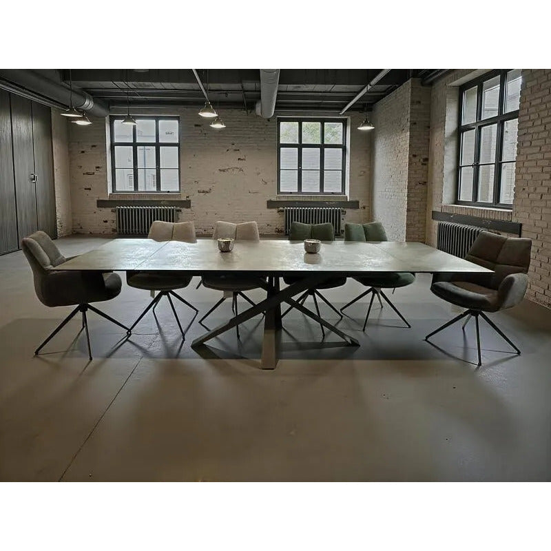 Maddox 180–280cm Extending Dining Table – Dark Ceramic & Brushed Iron