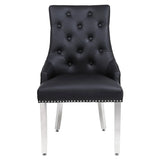 Majestic Midnight Black PU Leather Dining Chairs – Set of 2