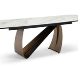 Lusso 180–260cm Extending Dining Table – Sunset Statuario & Brushed Brass