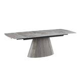 Monaco 160–240cm Extendable Dining Table – Grey Ceramic Sintered Stone & Dark Wood