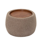 Gensen Ottoman – Coffee Chenille & Walnut Tray – Small 70cm