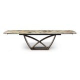 Alessia 200–300cm Extending Dining Table – Matt Ivory & Emerald Vein Italian Ceramic