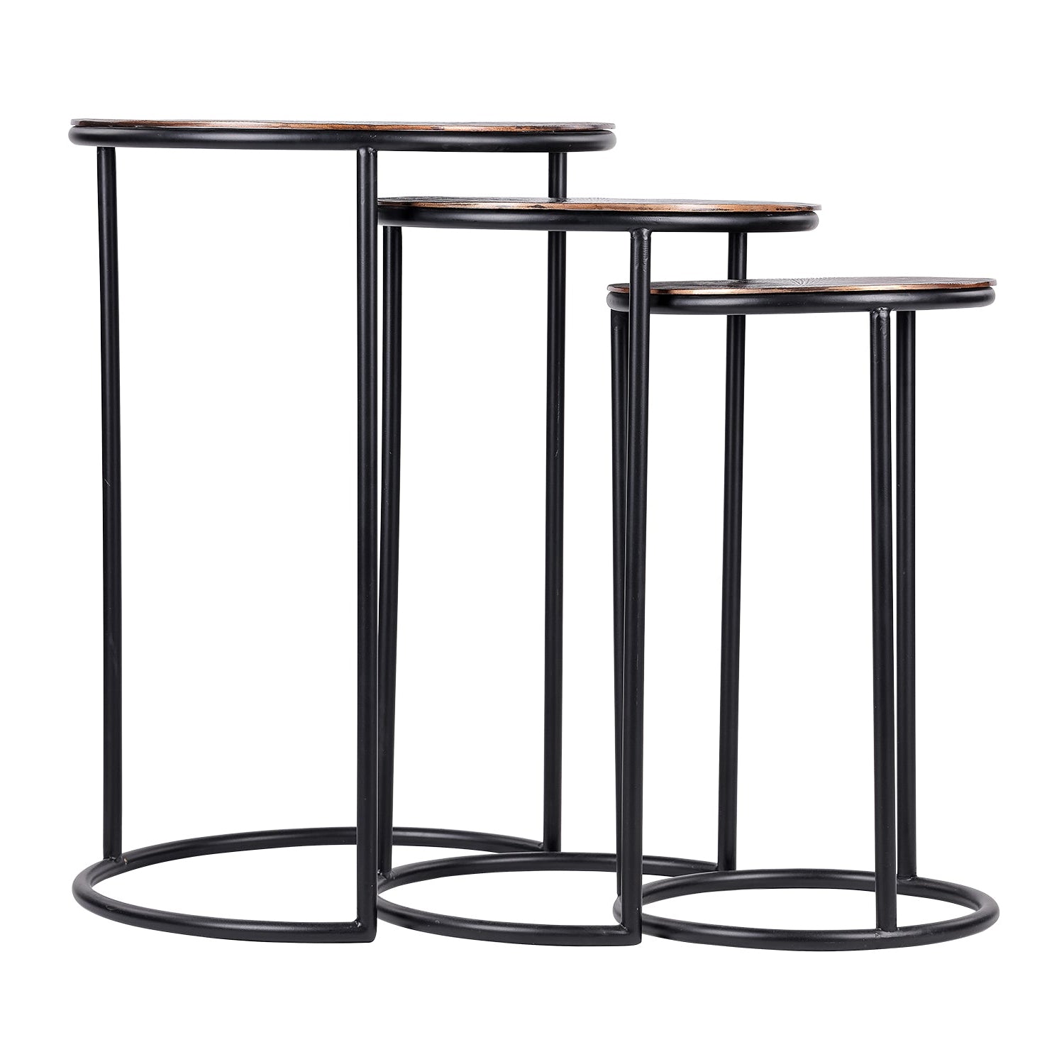 Libra Interiors Tambora Nesting Side Tables – Rustic Copper – Set of 3
