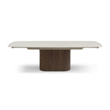 Giovanni 180–260cm Extending Dining Table – Italian Walnut & White Travertine Ceramic