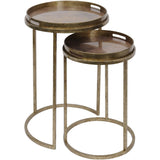 Libra Interiors Vienna Antique Gold Atlas Side Tray Tables – Set of 2