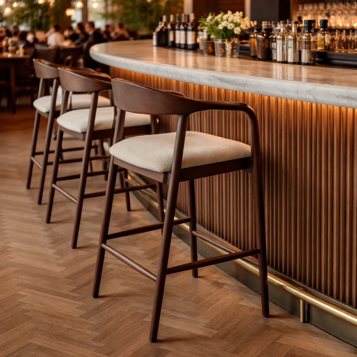Tess Bar Stool – Walnut & Oatmeal Boucle