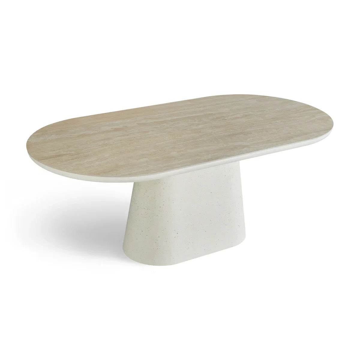 Celine 200cm Oval Dining Table – Ivory & Travertine