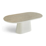 Celine 200cm Oval Dining Table – Ivory & Travertine