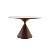 Corteo 120cm Round Dining Table – White Sunset Cloud Vein & Walnut