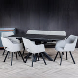 Nova 120–160cm Extending Dining Table – Dark Grey Matte Ceramic & Black