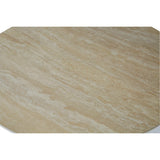 Stratos 120cm Round Dining Table – Ivory & Travertine
