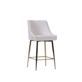 Milano Upholstered Bar Stool – Ivory Velvet & Gold