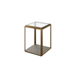 D.I Designs Elmley Side Table – Grey Shagreen & Brass