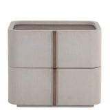 Libra Interiors Jamille Bedside – Cream Leather & Brown Oak