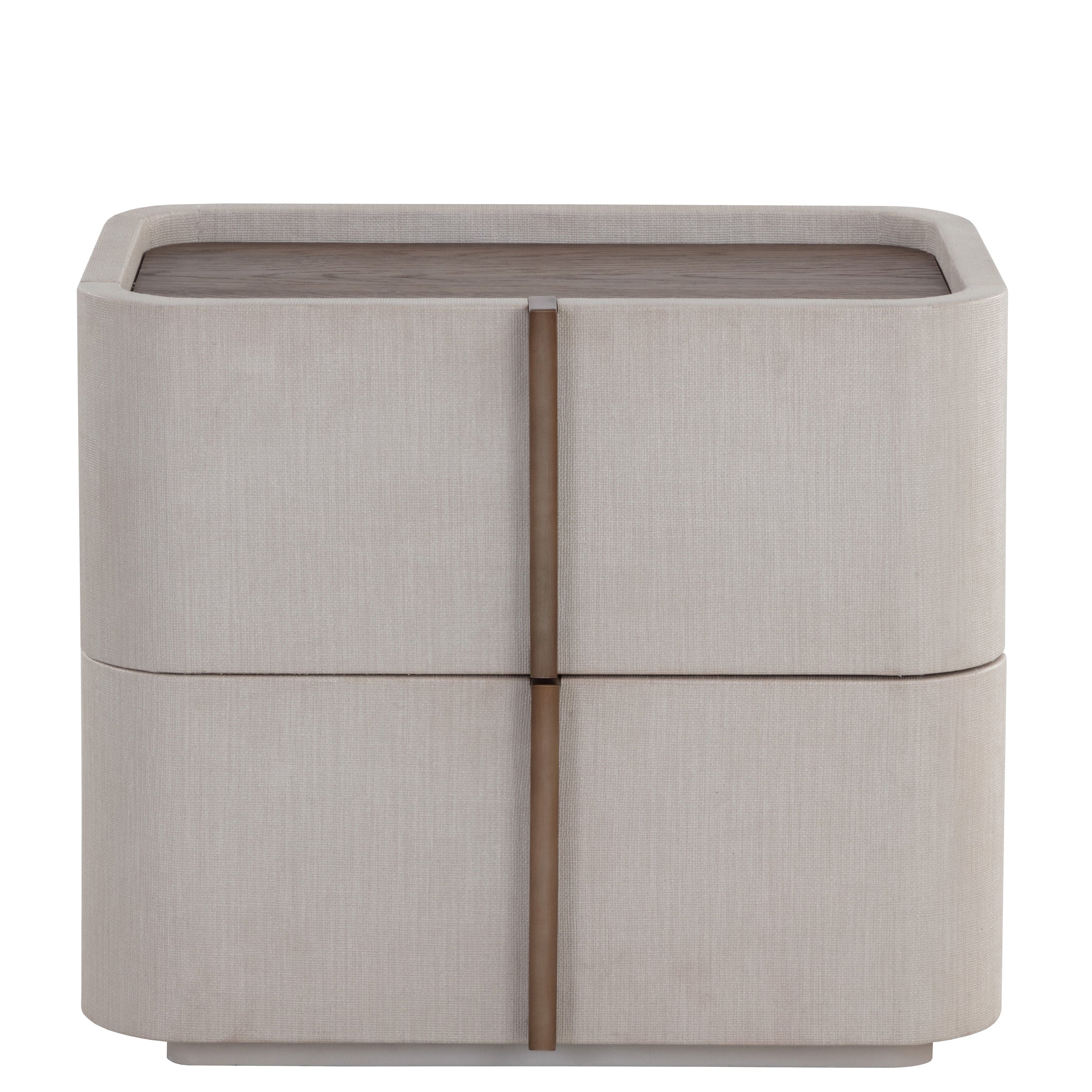 Libra Interiors Jamille Bedside – Cream Leather & Brown Oak