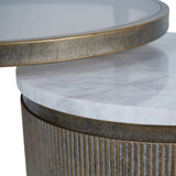 Libra Interiors Belvedere Nesting Side Tables – Aged Gold – Set of 2