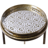 Libra Interiors Vienna Antique Gold Diamond Side Tray Tables – Set of 2