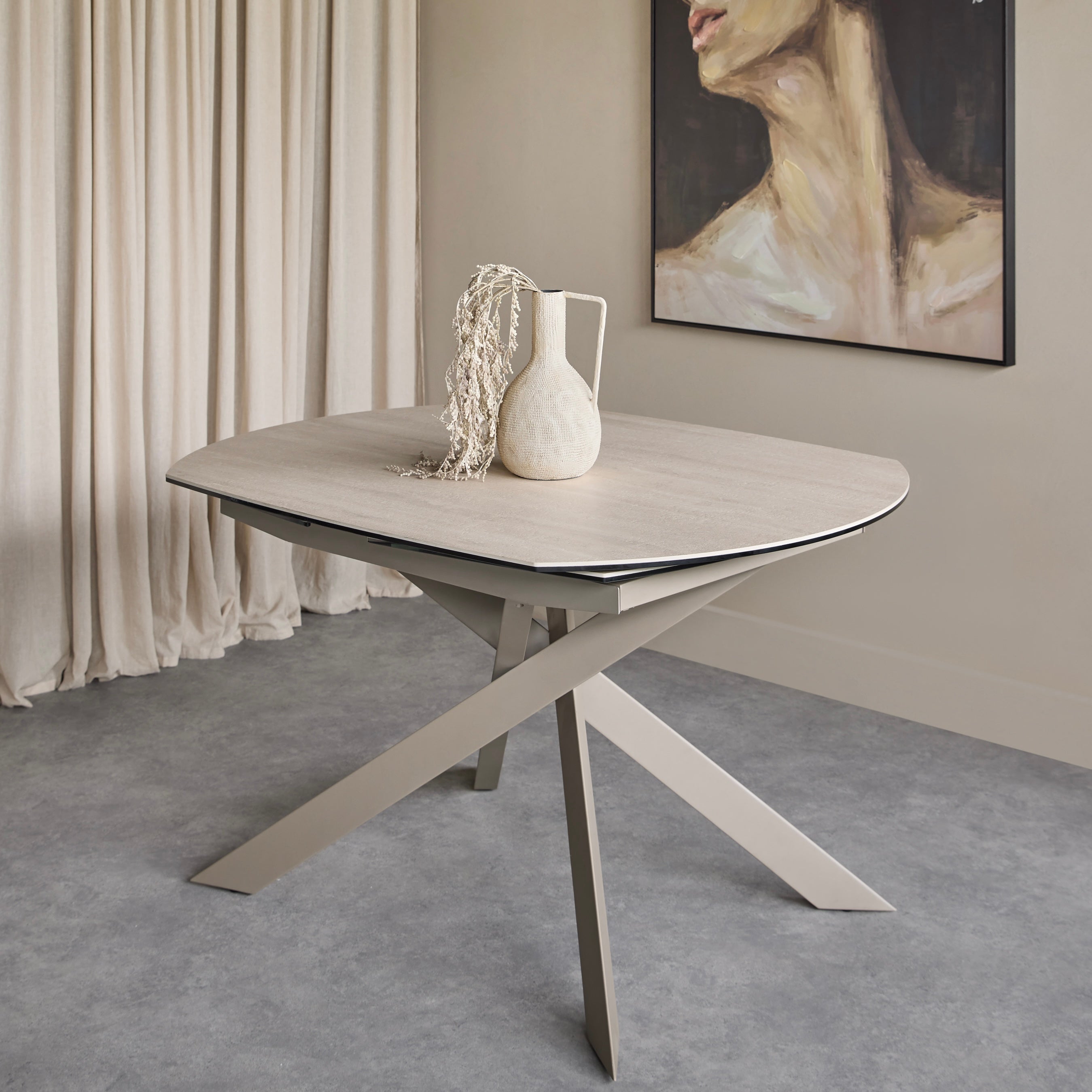 Libra Interiors Themsby 130–190cm Extendable Dining Table – Warm Stone