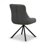 Amara 360 Swivel Dining Chair – Dark Green Fabric & Grey – Set of 2