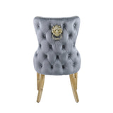 Kensington Dining Chair – Grey Velvet & Gold – Set of 2