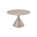 Casa 120cm Round Dining Table – Cappuccino & Travertine