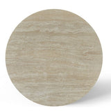 Casa 120cm Round Dining Table – Cappuccino & Travertine