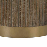 Maigue Side Table – Natural Marble, Wood & Antique Brass