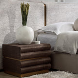 Libra Interiors Subira Bedside Table – Chocolate Raffia & Gold