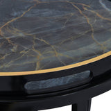 Libra Interiors Vesuvius Side Tray Tables – Black & Gold – Set of 2