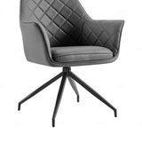 Huxley 150cm Dining Table with Azure Swivel Chairs – White Marble & Grey PU