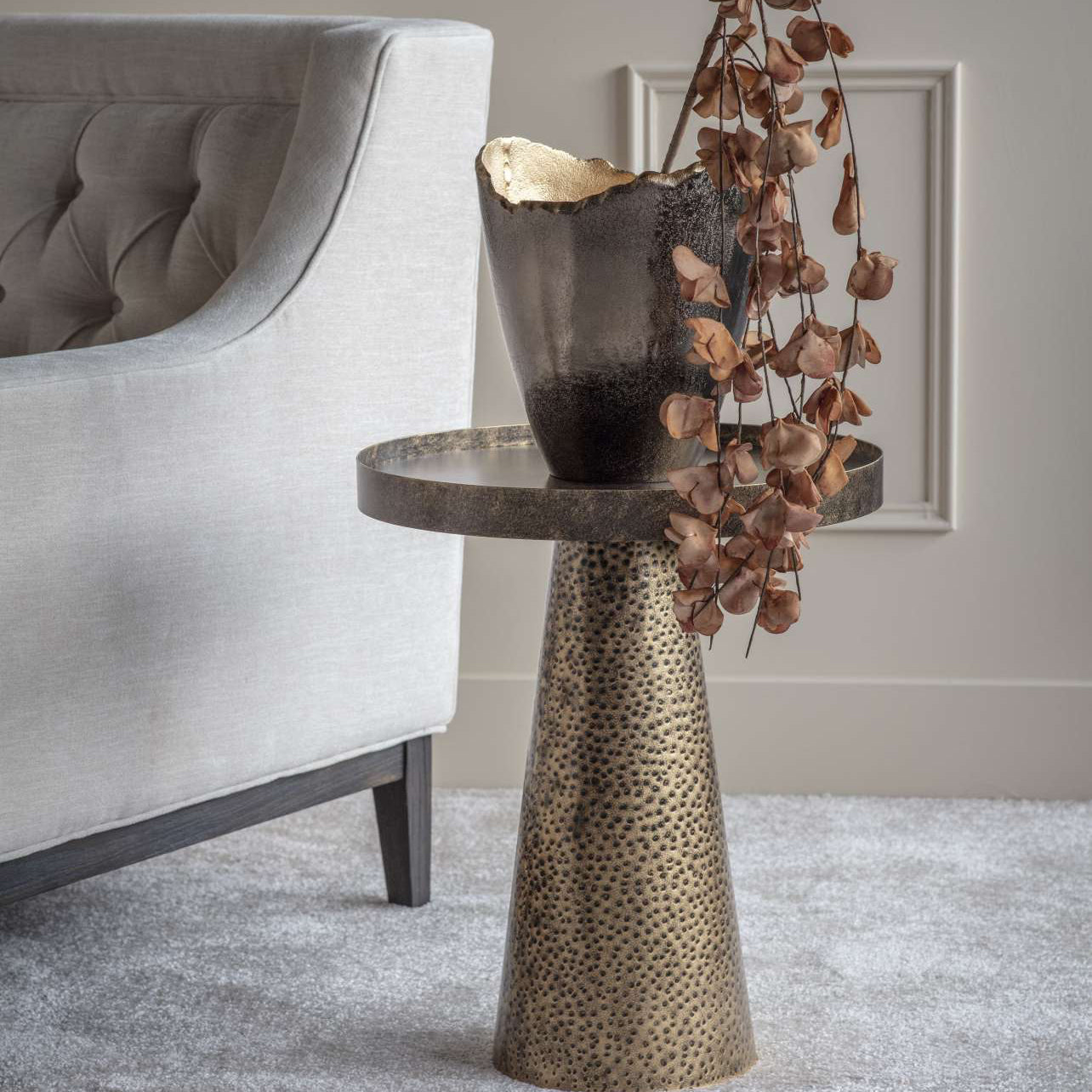 Libra Interiors Sandbanks Side Table – Rustic Antique Gold