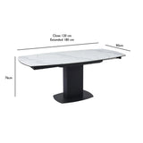 Ritz 120–180cm Swivel Extending Dining Table – White Calacatta Ceramic