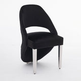 Santorini Dining Chair – Black Velvet & Chrome Legs – Set of 2