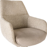 Napoli 160–240cm Extending Dining Table & Camilla Swivel Dining Chairs – Travertine Ceramic & Natural Tweed