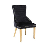Kensington Dining Chair – Black Velvet & Gold – Set of 2