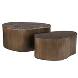 Libra Interiors Cloud Coffee Tables – Emperador Marble & Glass – Set of 2