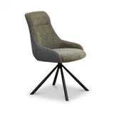 Amara 360 Swivel Dining Chair – Dark Green Fabric & Grey – Set of 2