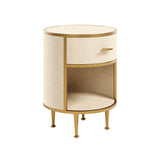 D.I Designs Hampton Round Bedside Table – Ivory Shagreen